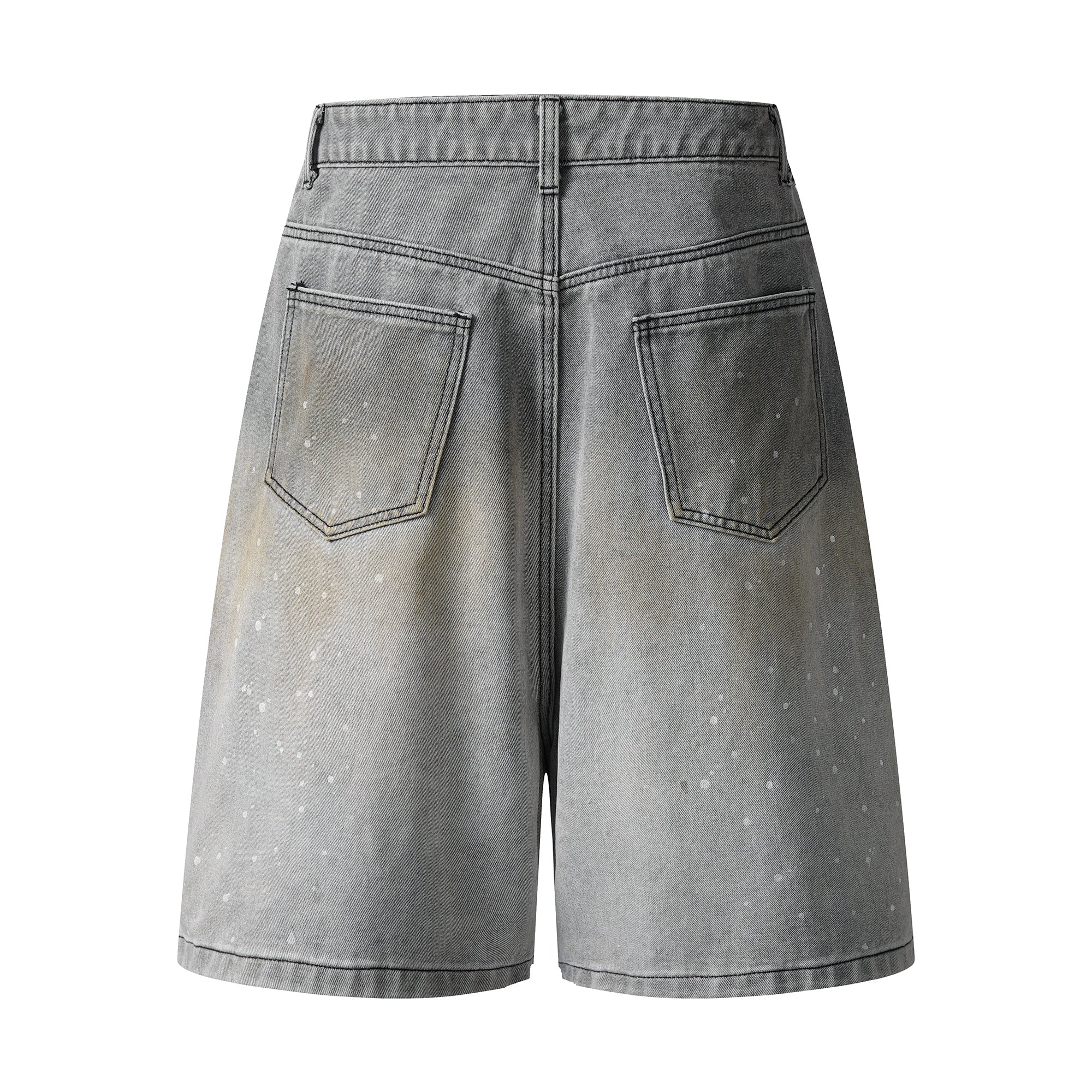 Omirad Speckled Fade Wide-Leg Denim Shorts