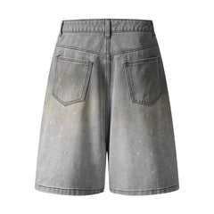 Omirad Speckled Fade Wide-Leg Denim Shorts