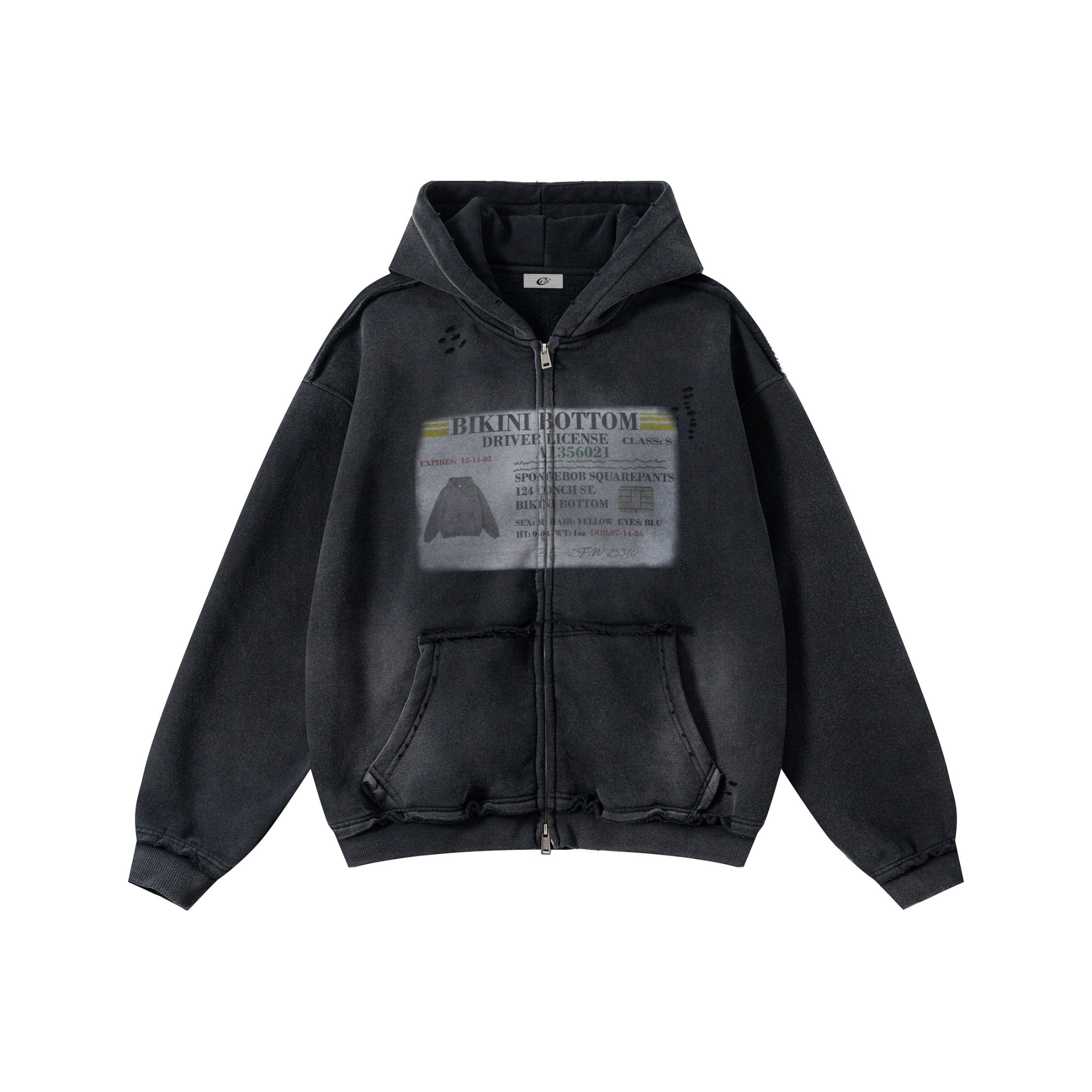 Omirad Vintage Wash Graphic Zip Hoodie