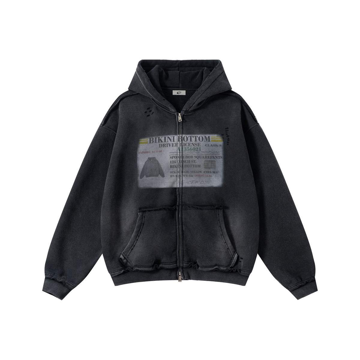 Omirad Vintage Wash Graphic Zip Hoodie