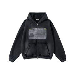 Omirad Vintage Wash Graphic Zip Hoodie