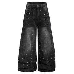 Omirad Studded Wide-Leg Denim Jeans