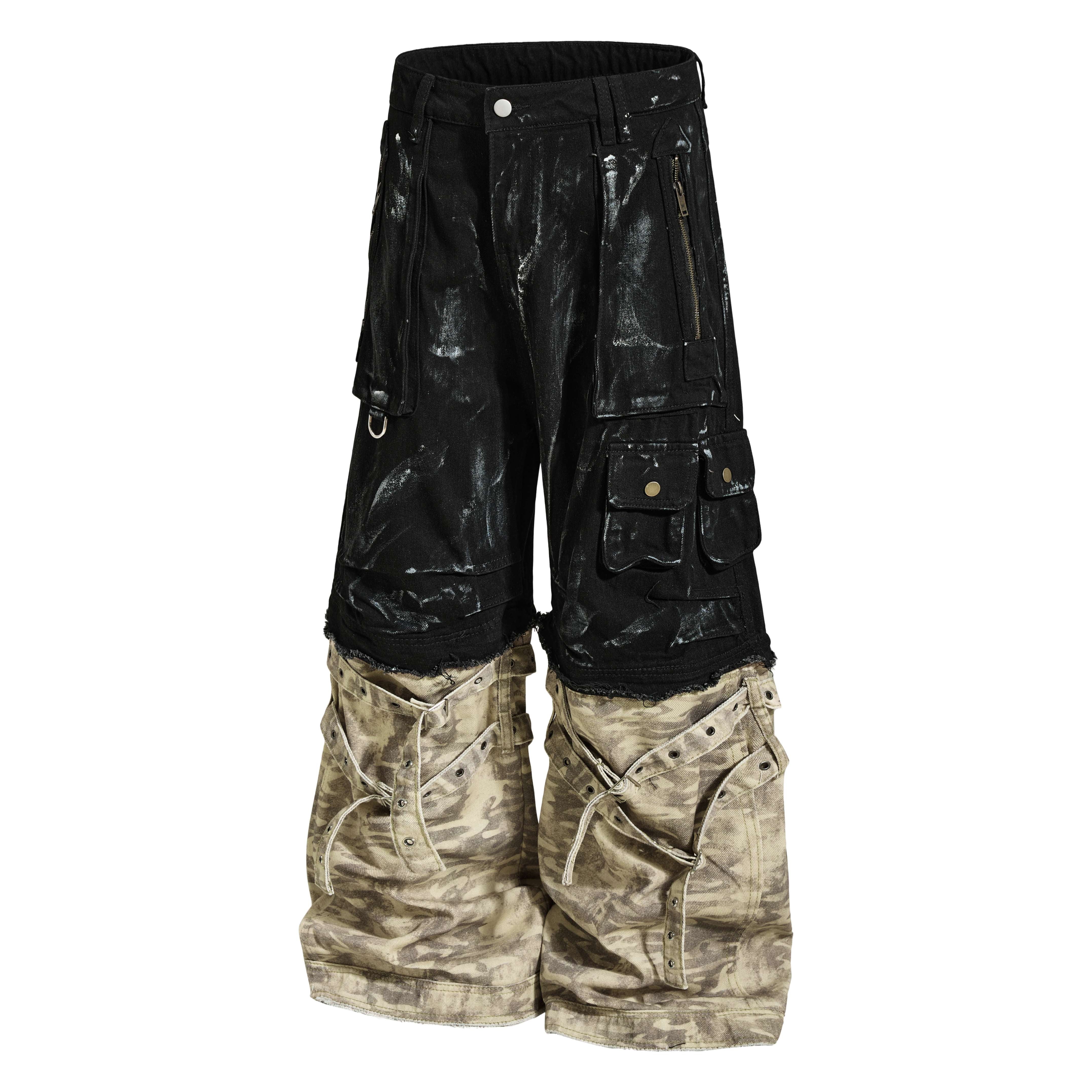 Omirad Washed Utility Cargo Denim Pants