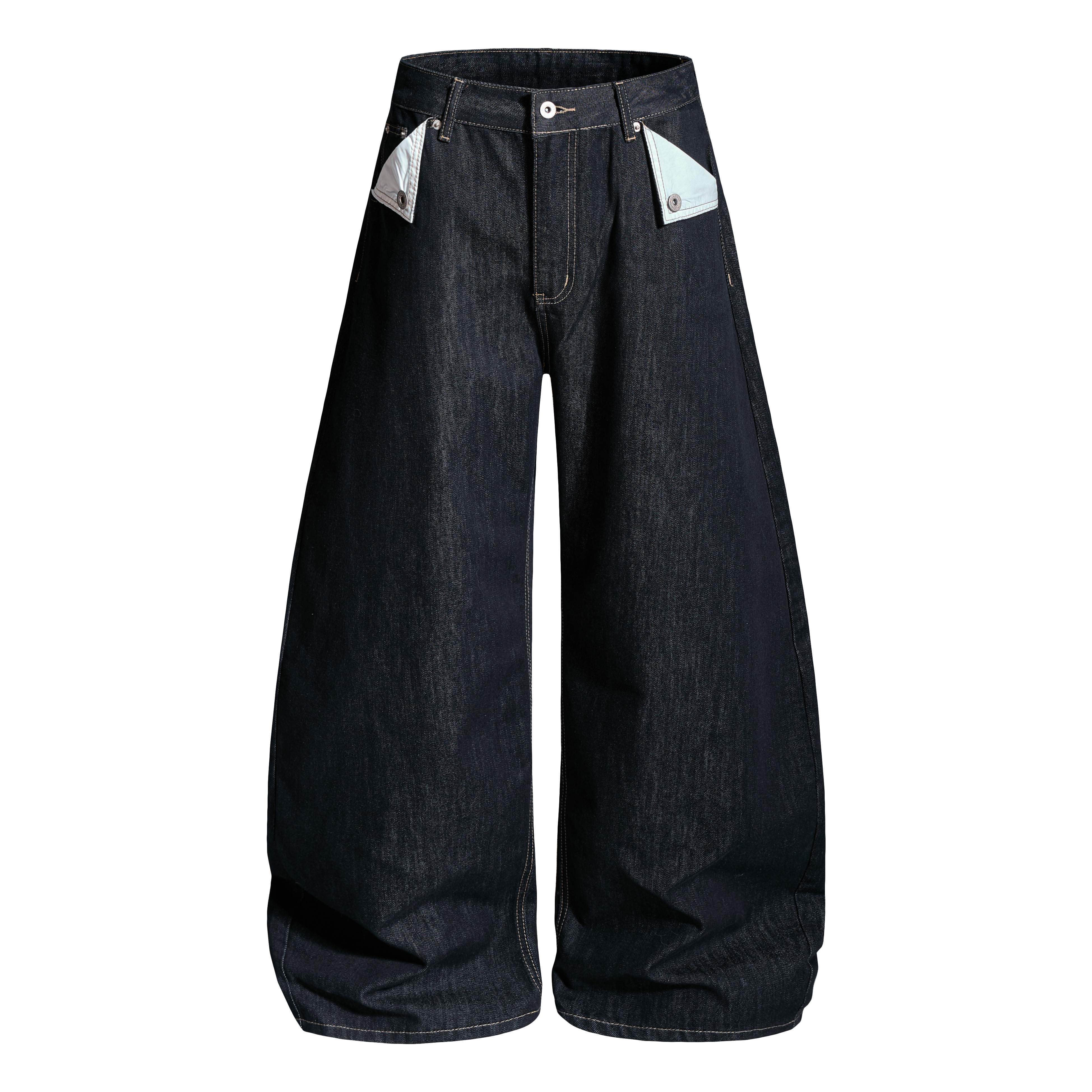 Omirad Buckle Detail Wide-Leg Denim Pants