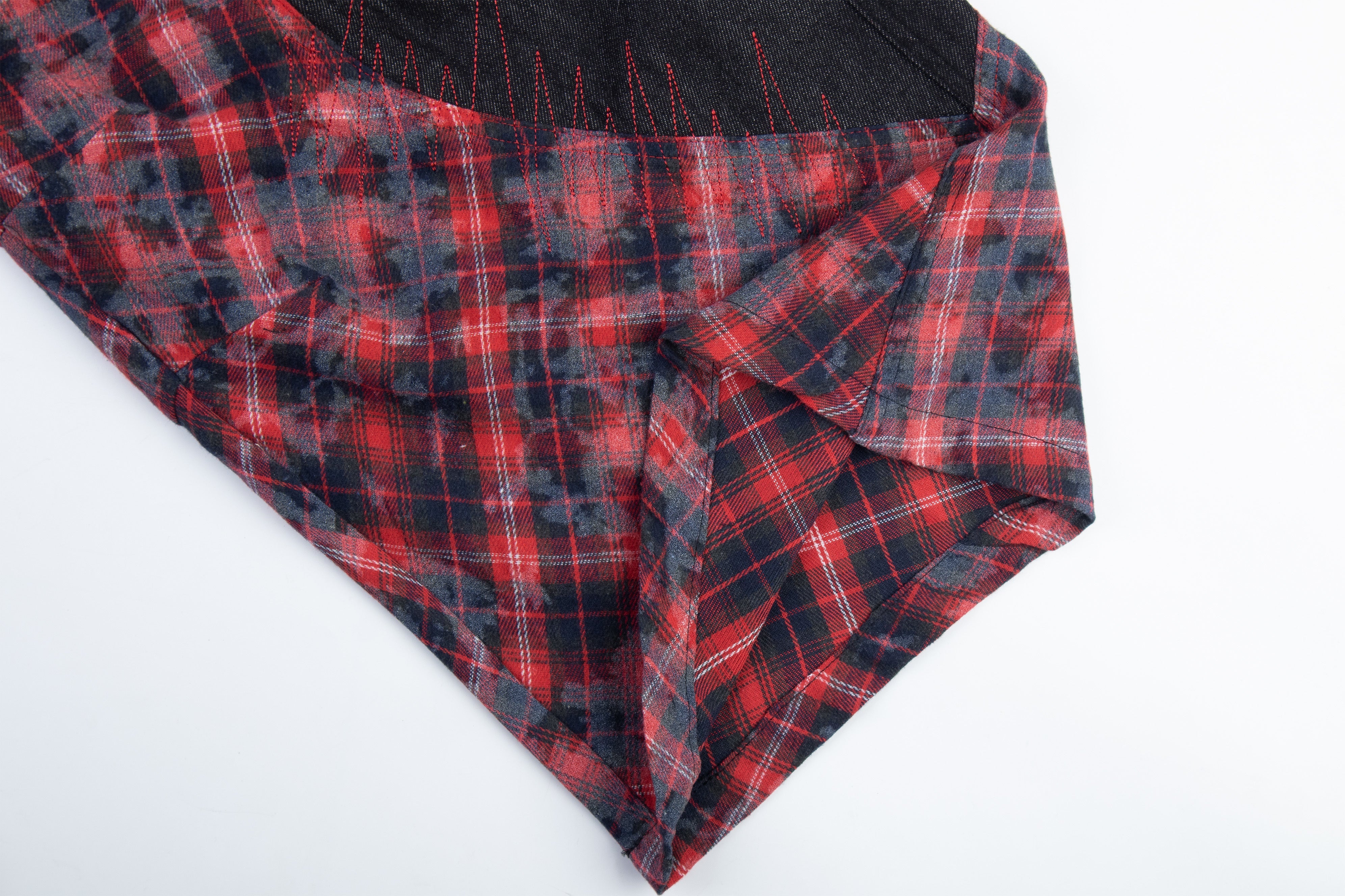 Omirad Layered Plaid Panel Wide-Leg Pants
