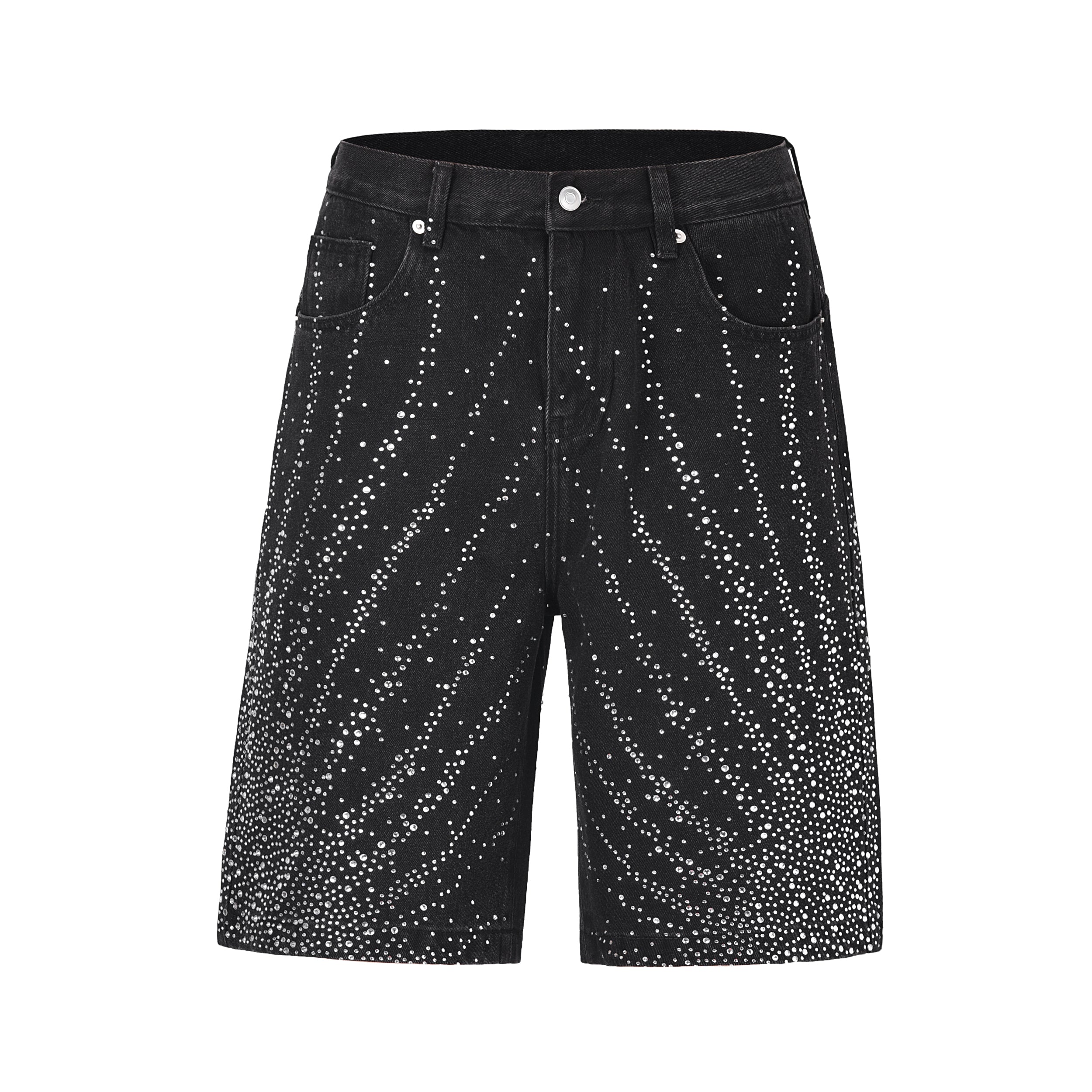 Omirad Rhinestone Burst Denim Shorts