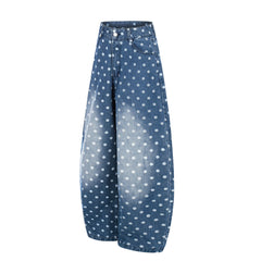 Omirad Polka Dot Washed Denim Jeans