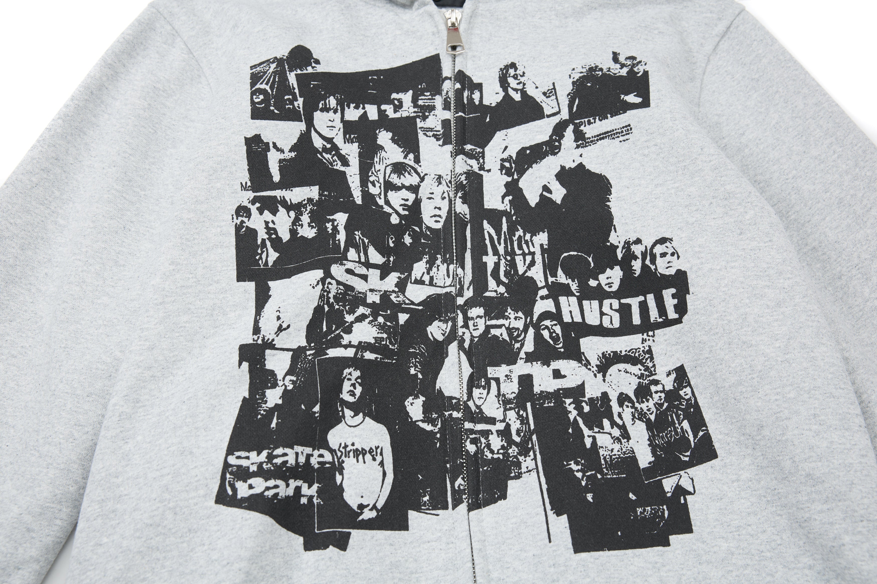 Omirad Retro Collage Print Zip Hoodie