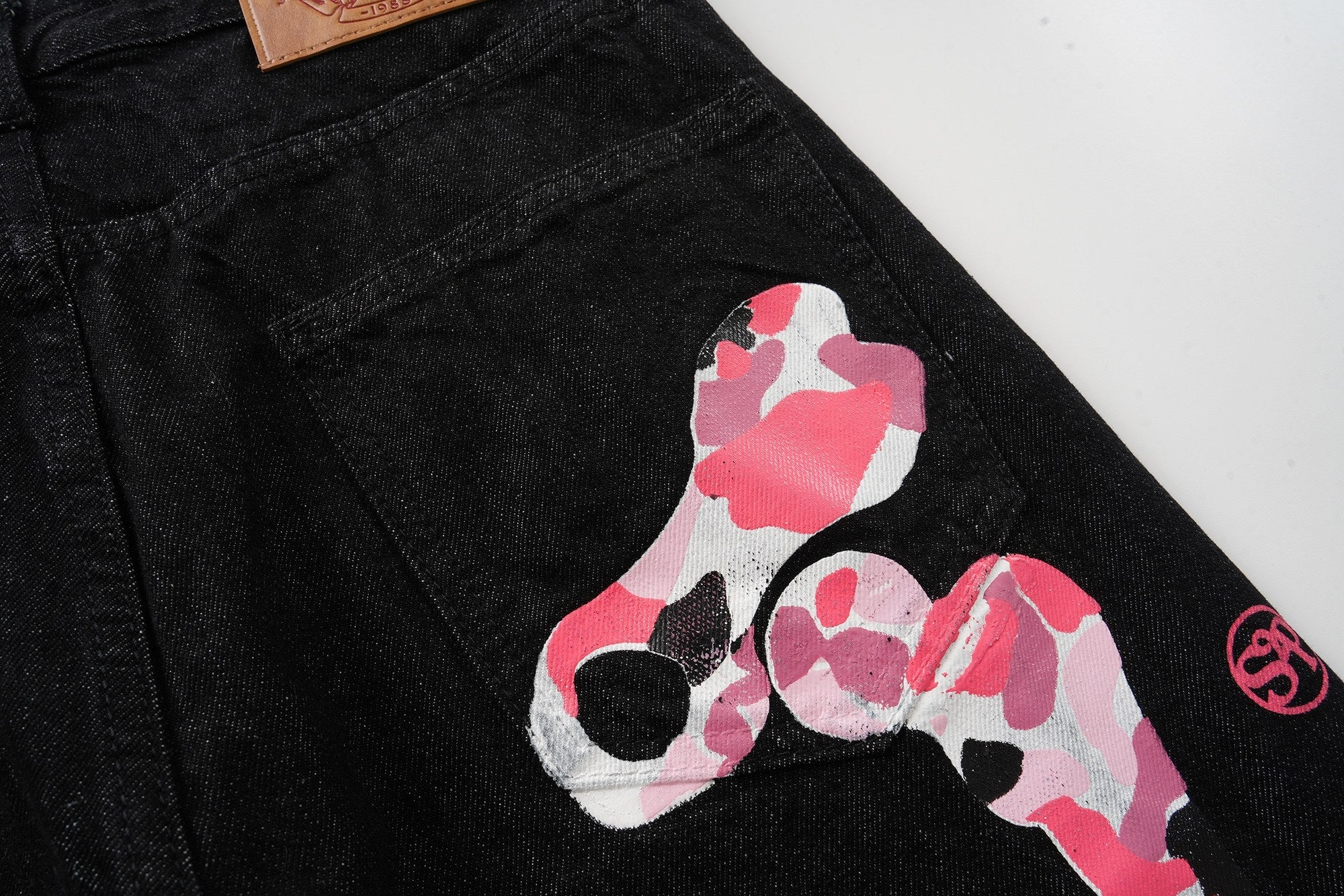 Omirad Skeleton Graphic Wide-Leg Denim Pants