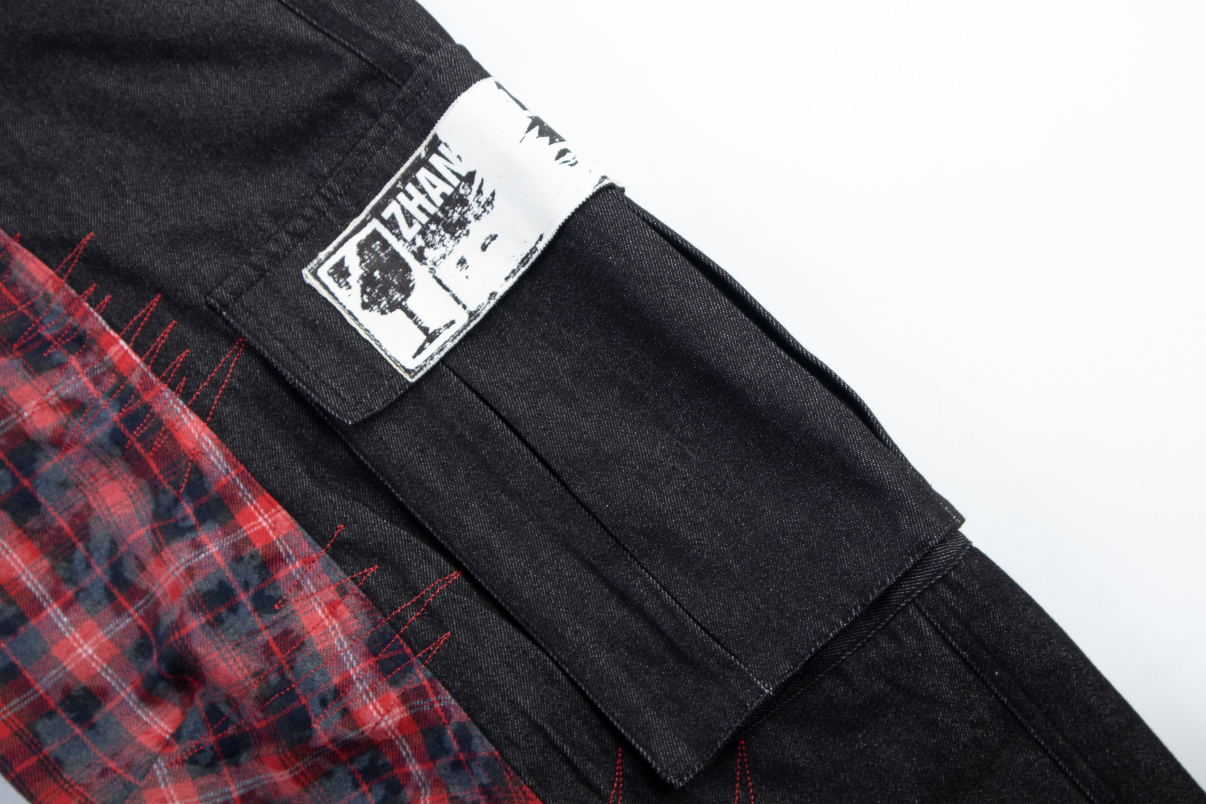 Omirad Layered Plaid Panel Wide-Leg Pants