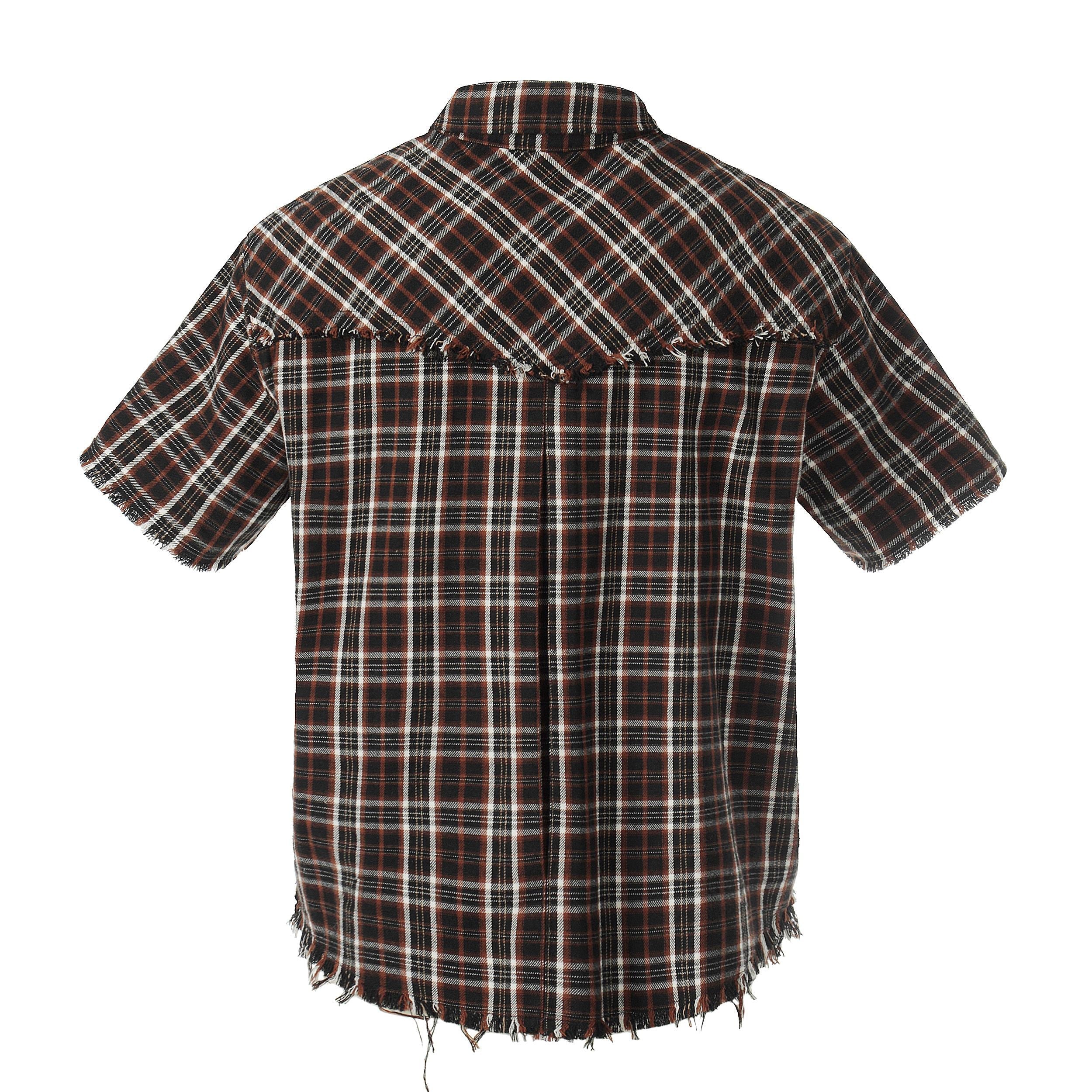 Omirad “Distressed Plaid Short Sleeve Shirt”