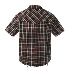 Omirad “Distressed Plaid Short Sleeve Shirt”