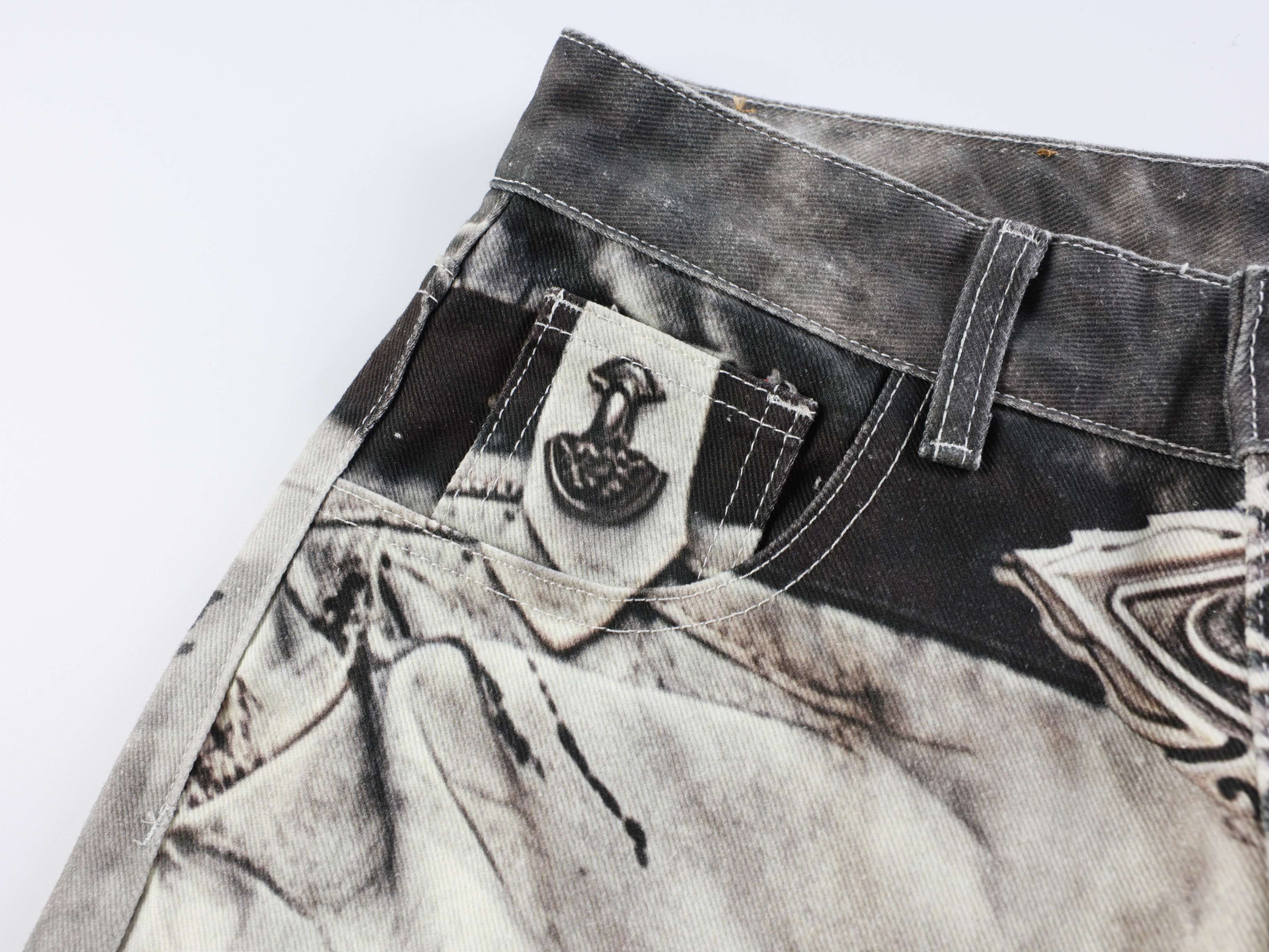 Omirad Abstract Wash Wide-Leg Jeans