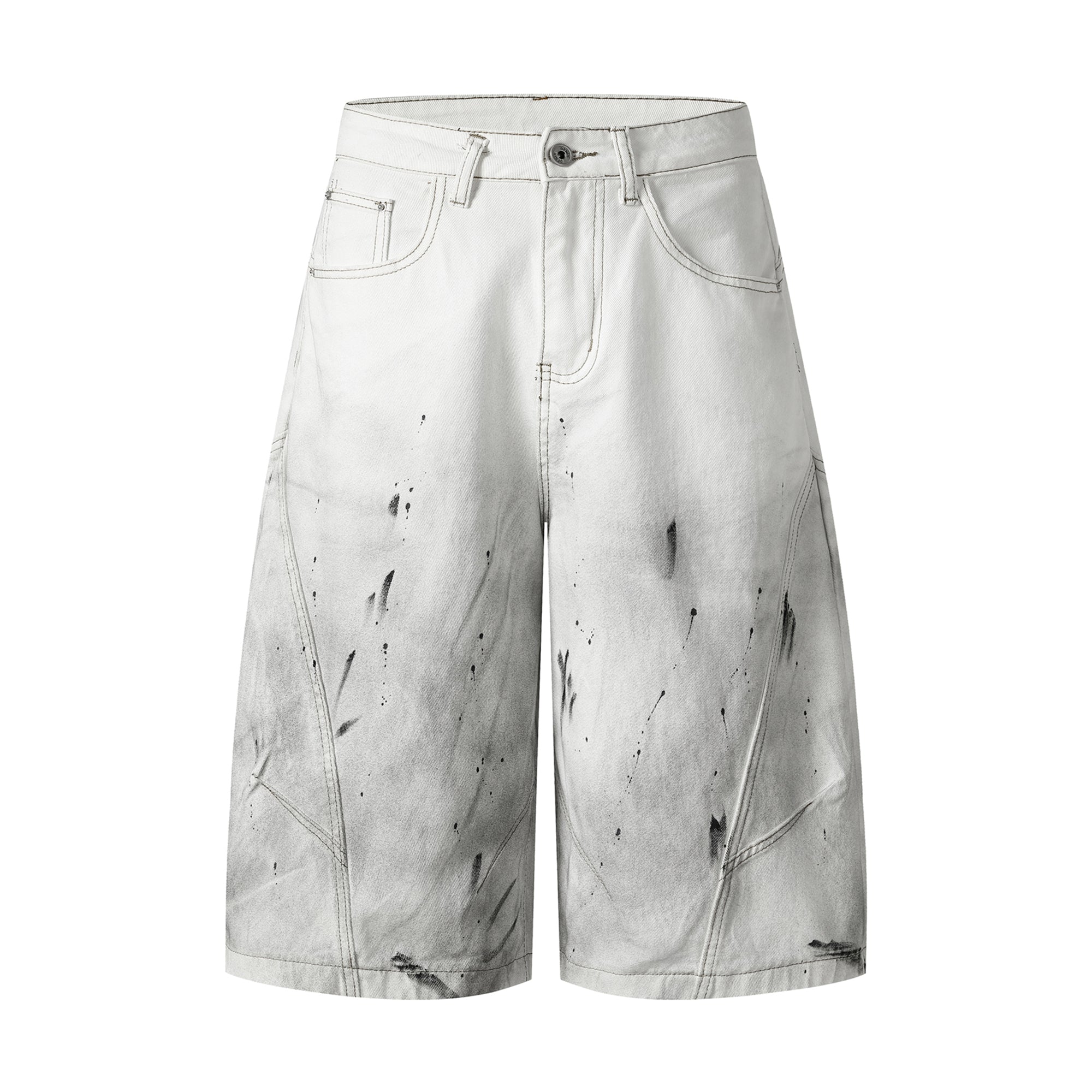 Omirad Distressed Gradient Wide-Leg Denim Shorts
