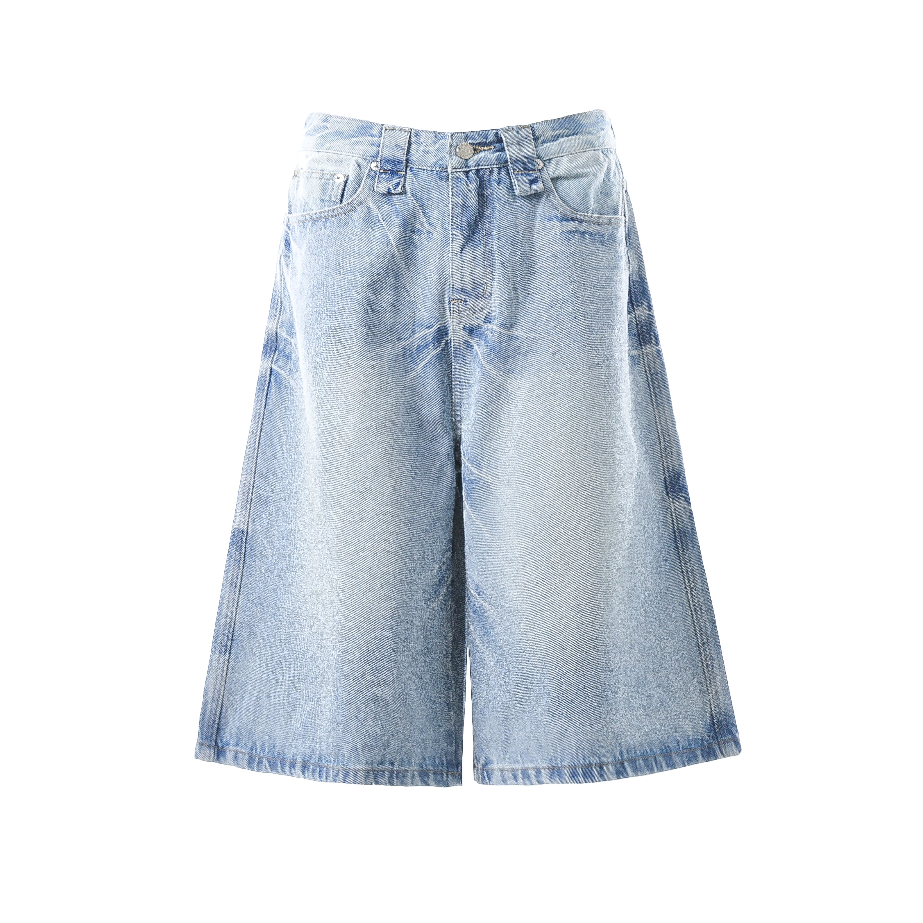 Omirad Vintage Wash Wide-Leg Denim Shorts