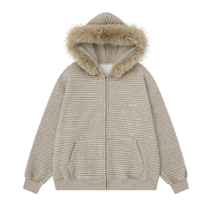 Omirad Striped Knit Zip Hoodie