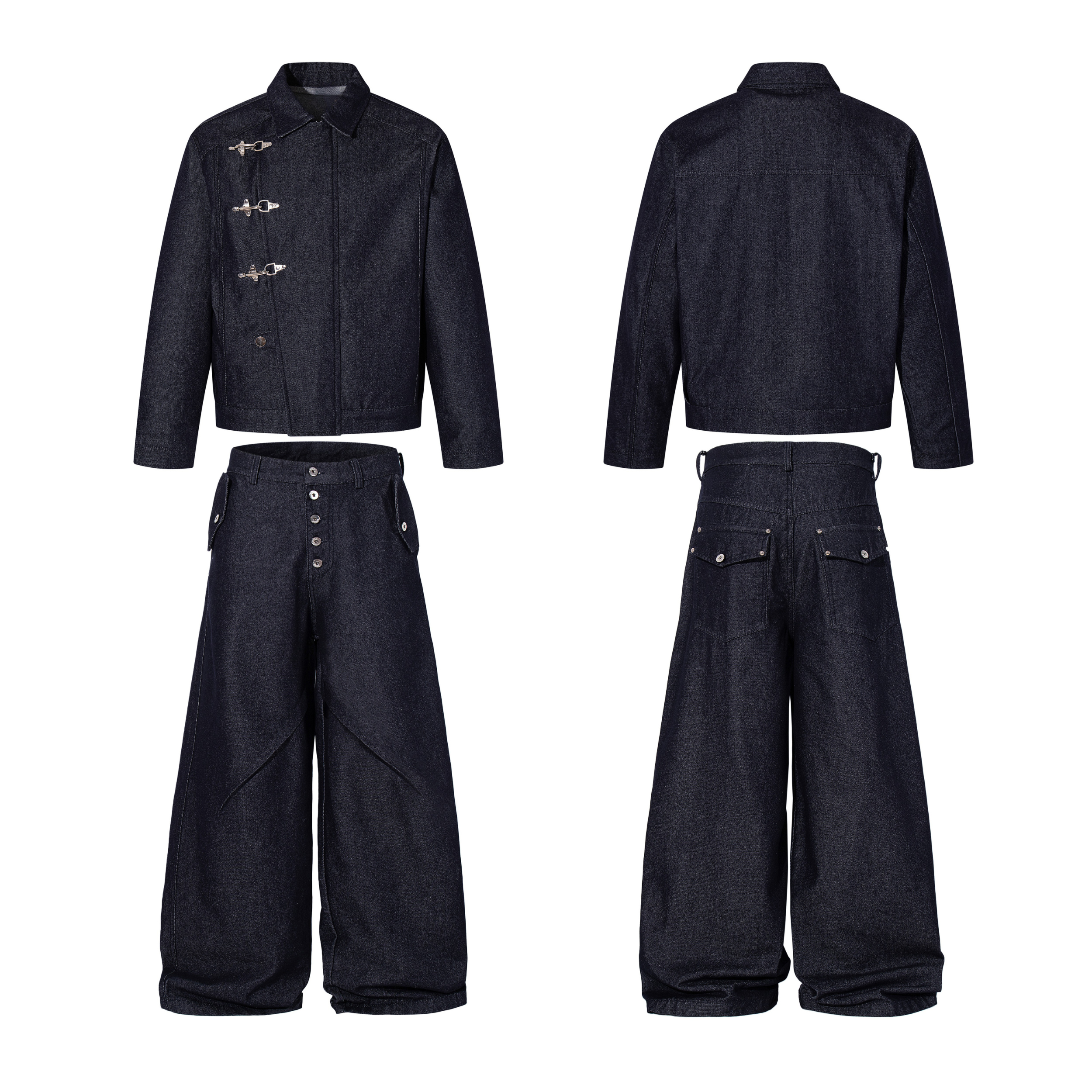 Omirad Panel Construction Wide Leg Denim Pants
