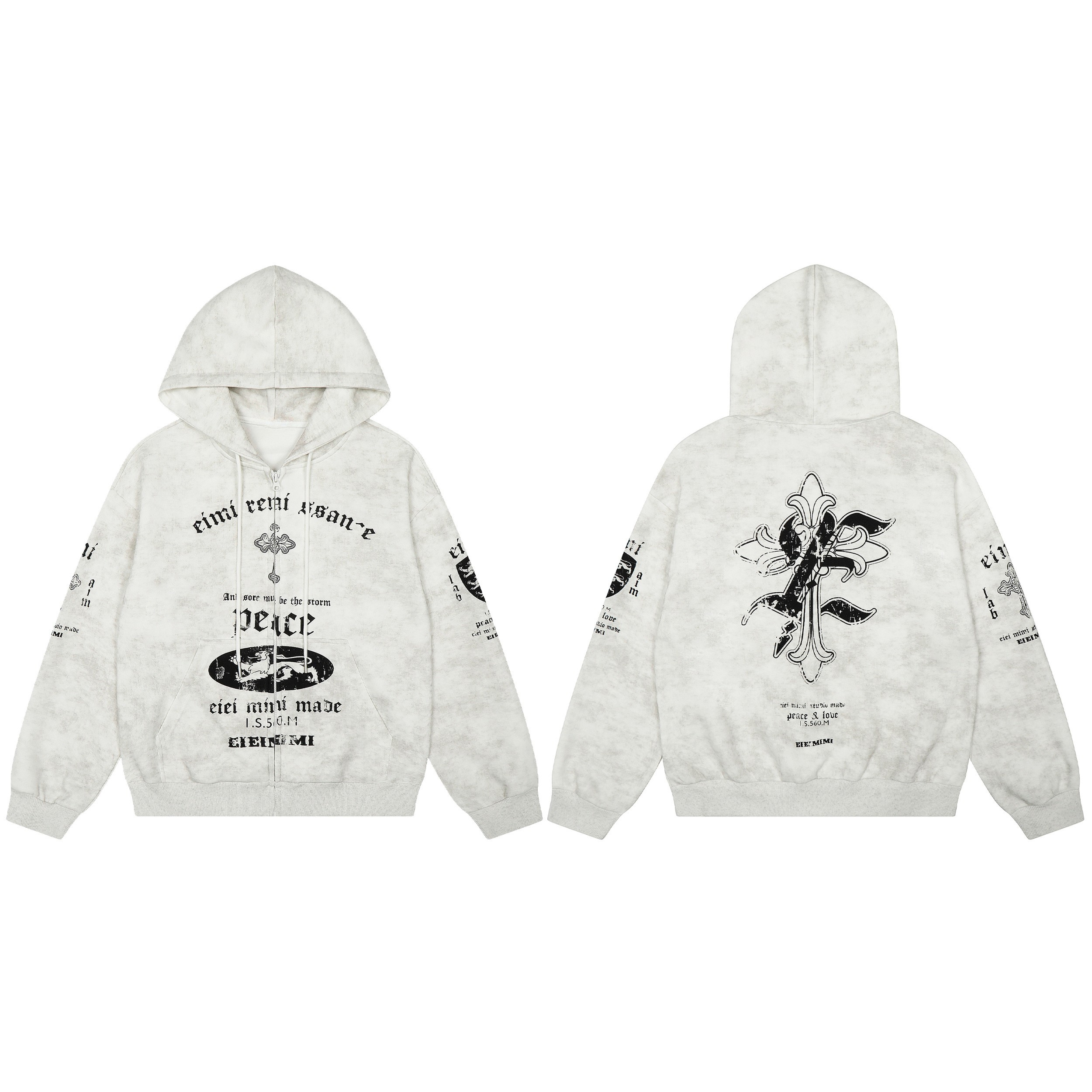 Omirad Vintage Graphic Zip-Up Hoodie