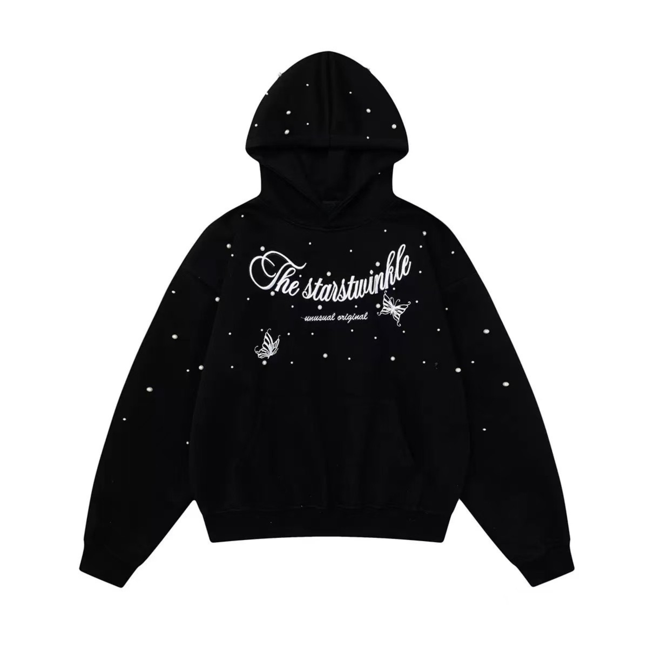 Omirad Rhinestone Script Pullover Hoodie