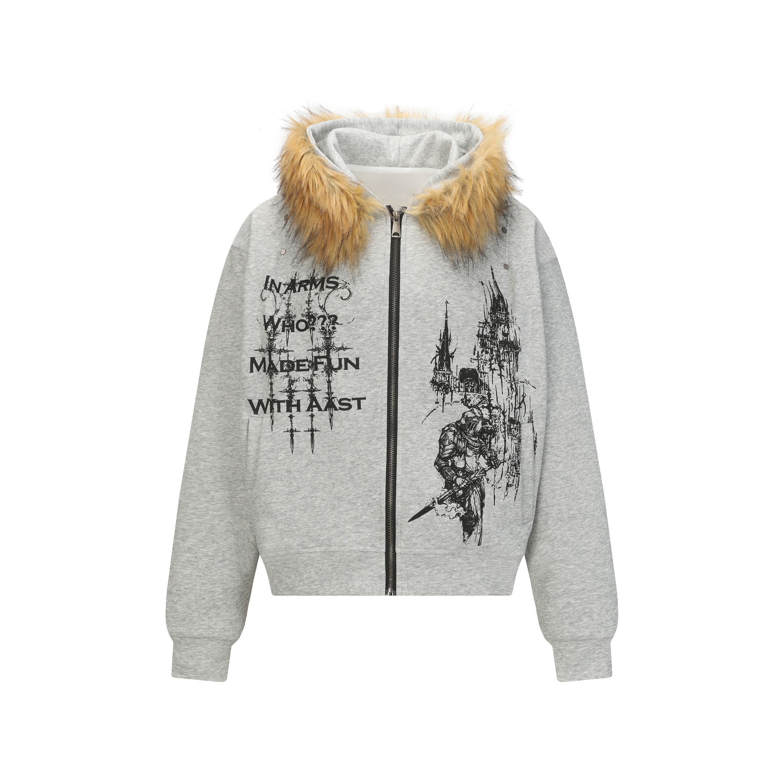 Omirad Gothic Fur Hood Zip Hoodie