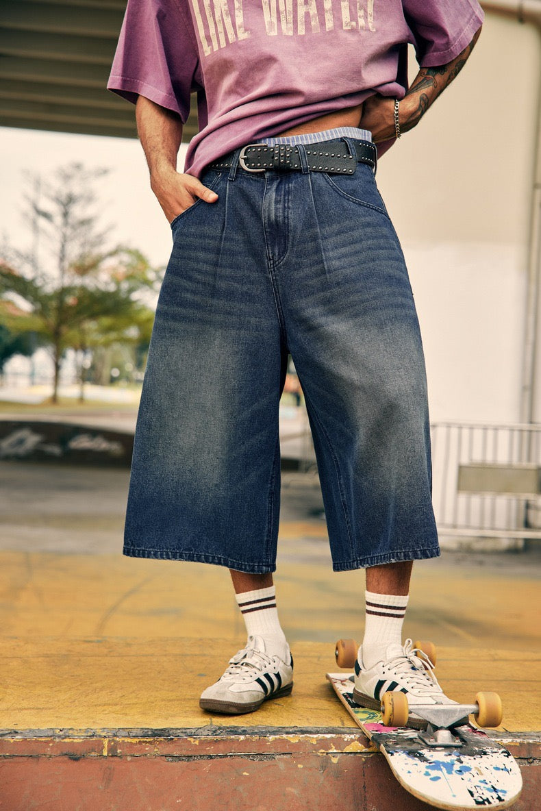 Omirad Vintage Wide-Leg Denim Shorts