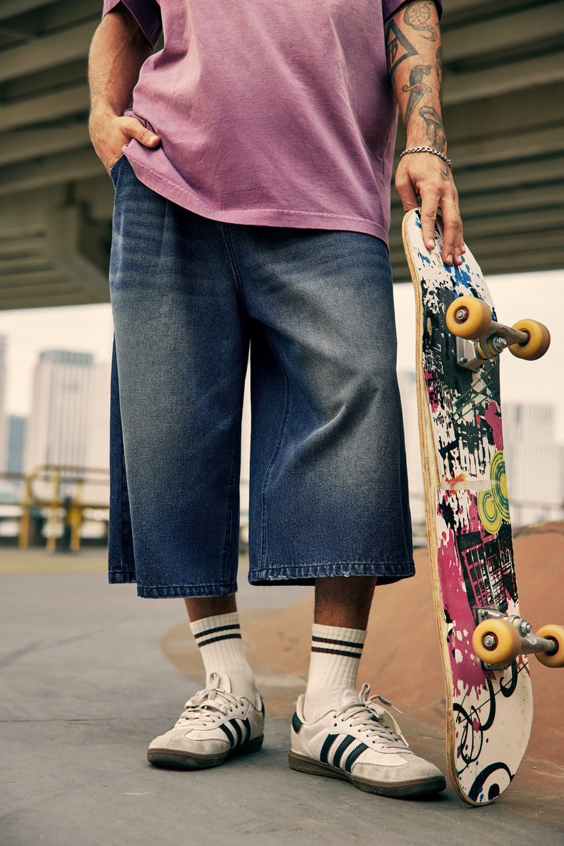 Omirad Vintage Wide-Leg Denim Shorts