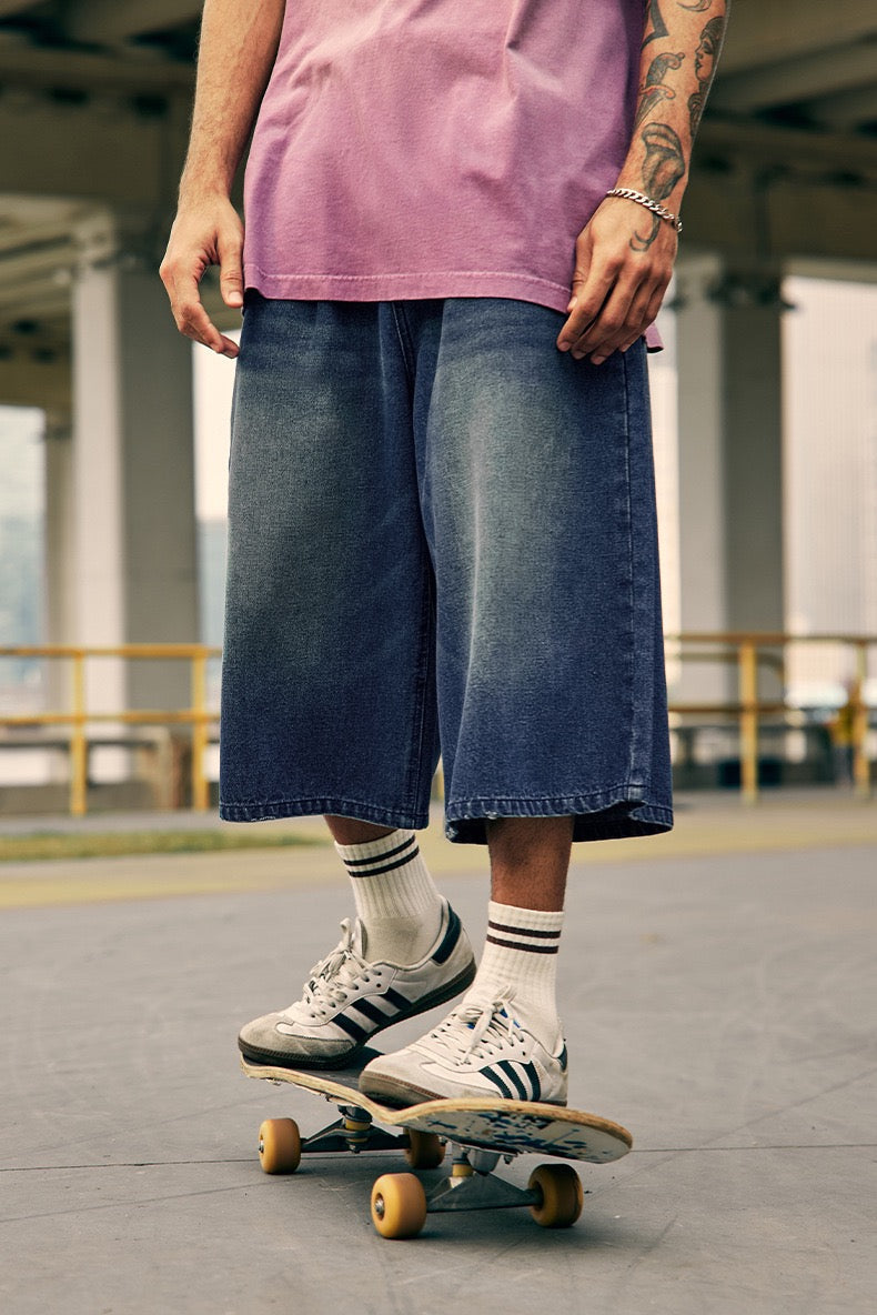 Omirad Vintage Wide-Leg Denim Shorts