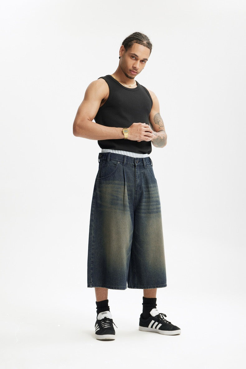 Omirad Vintage Wide-Leg Denim Shorts
