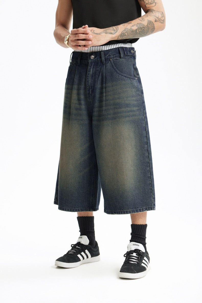 Omirad Vintage Wide-Leg Denim Shorts