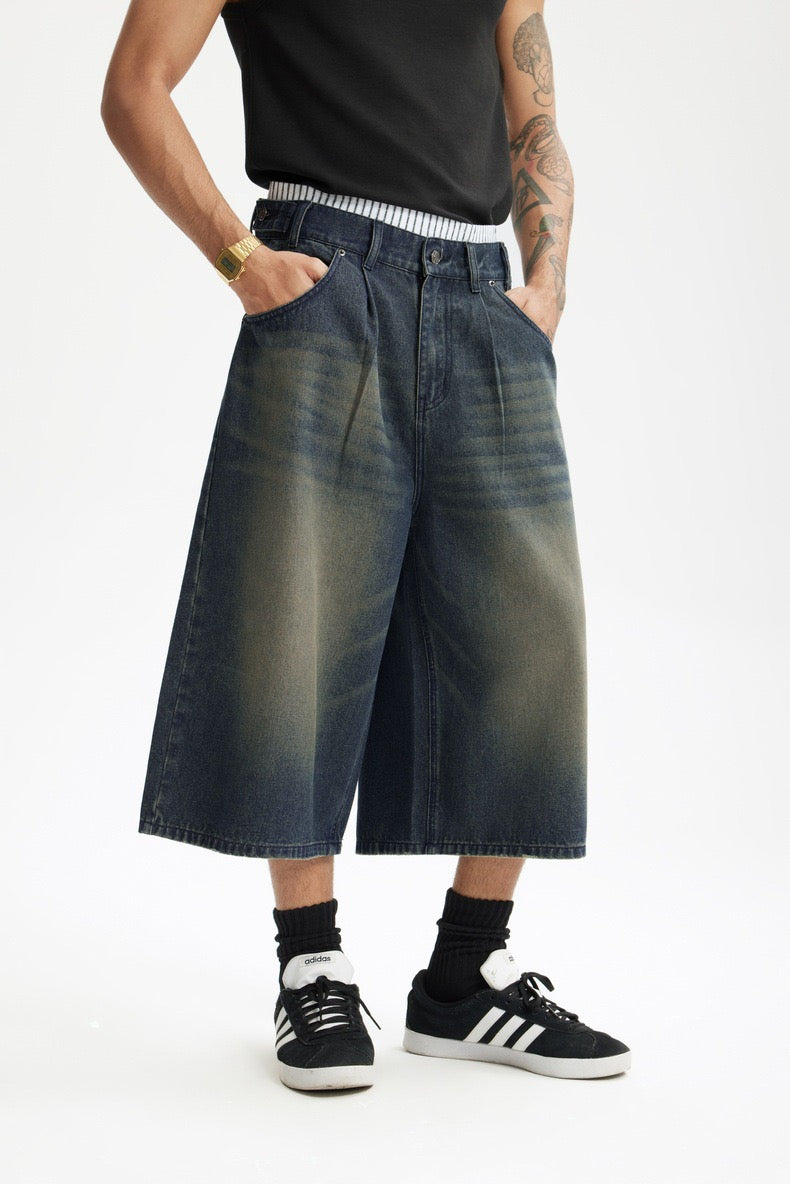 Omirad Vintage Wide-Leg Denim Shorts