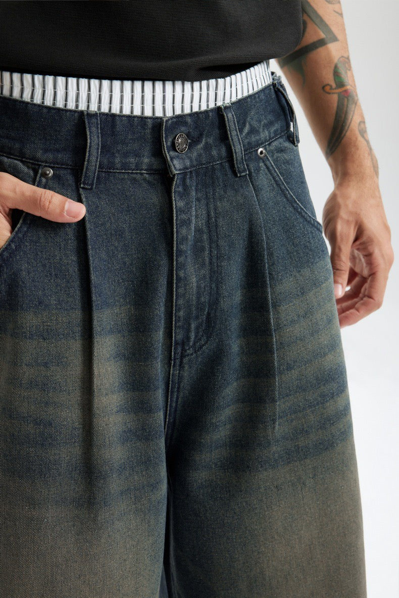 Omirad Vintage Wide-Leg Denim Shorts