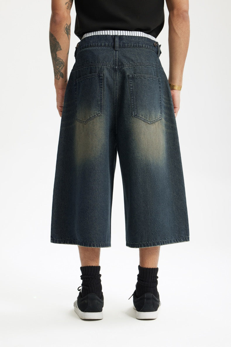 Omirad Vintage Wide-Leg Denim Shorts