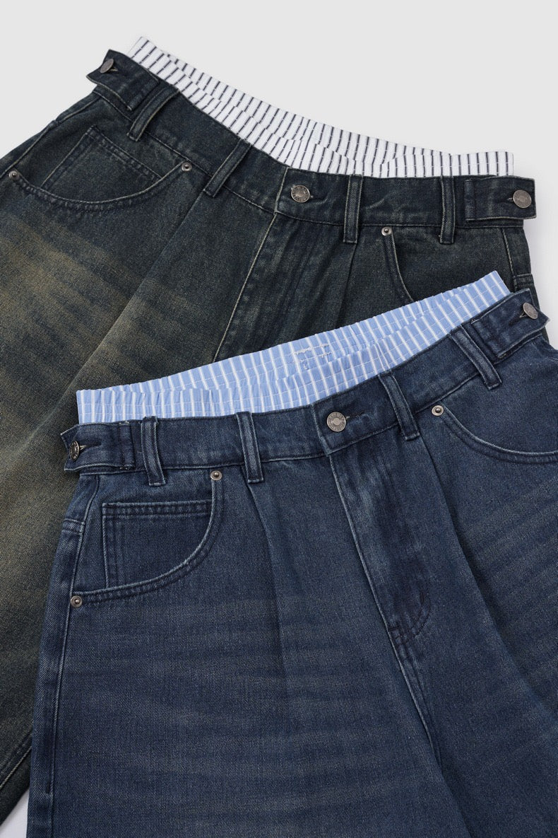 Omirad Vintage Wide-Leg Denim Shorts