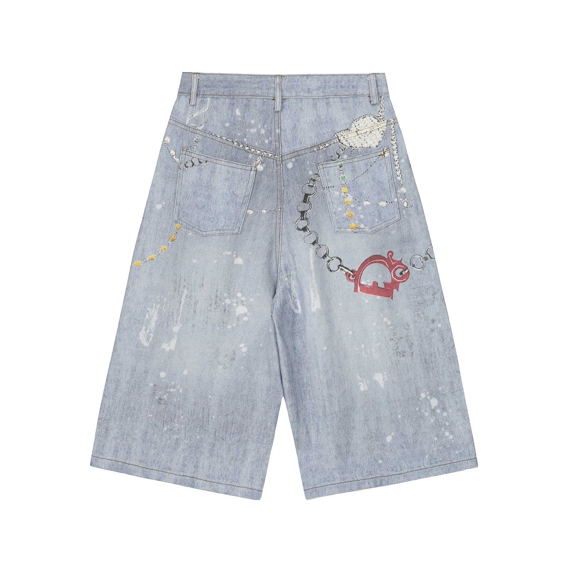 Omirad Gem Chain Denim Shorts