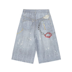 Omirad Gem Chain Denim Shorts