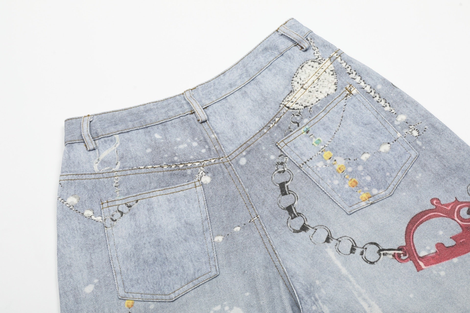 Omirad Gem Chain Denim Shorts