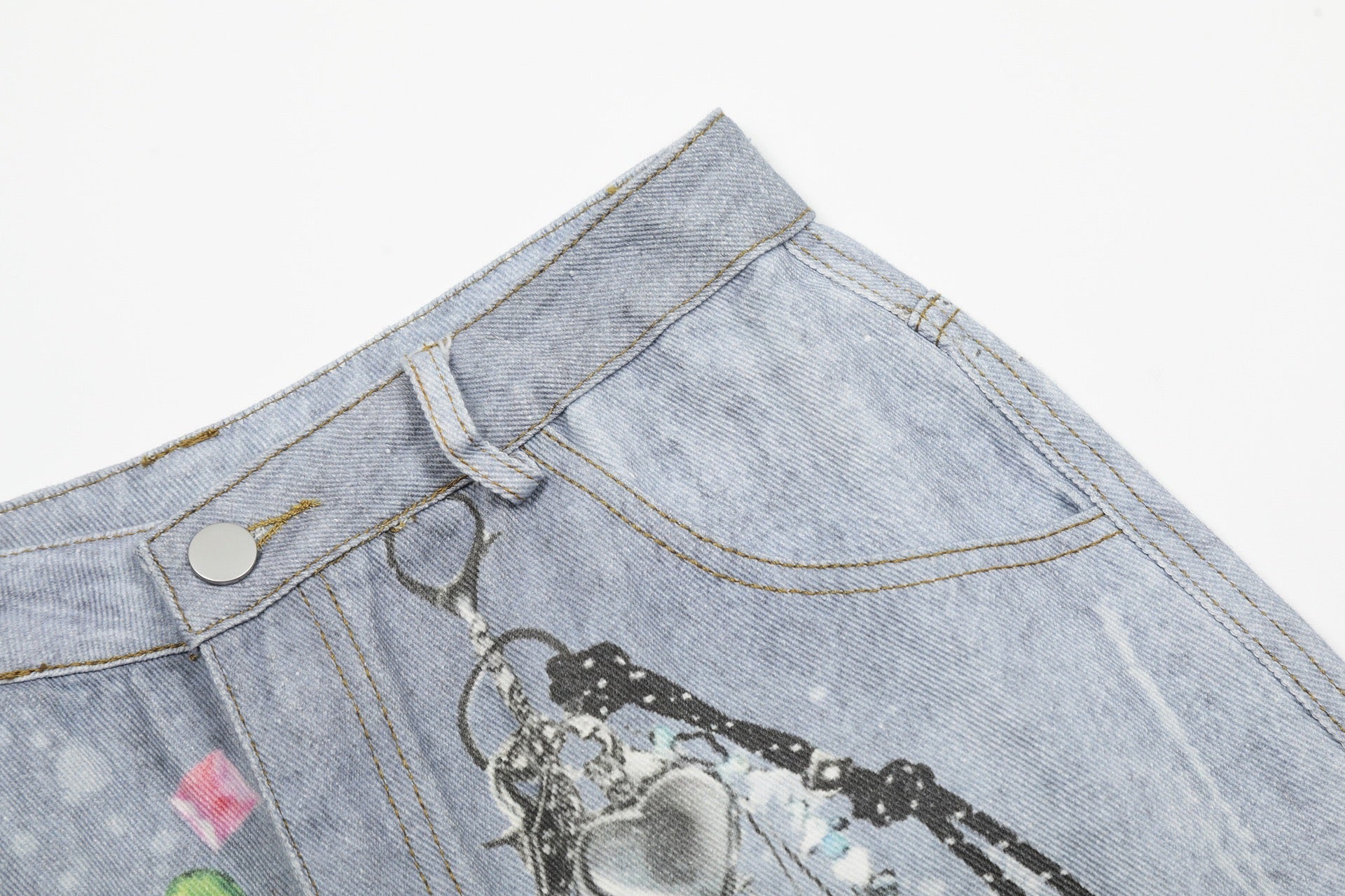 Omirad Gem Chain Denim Shorts