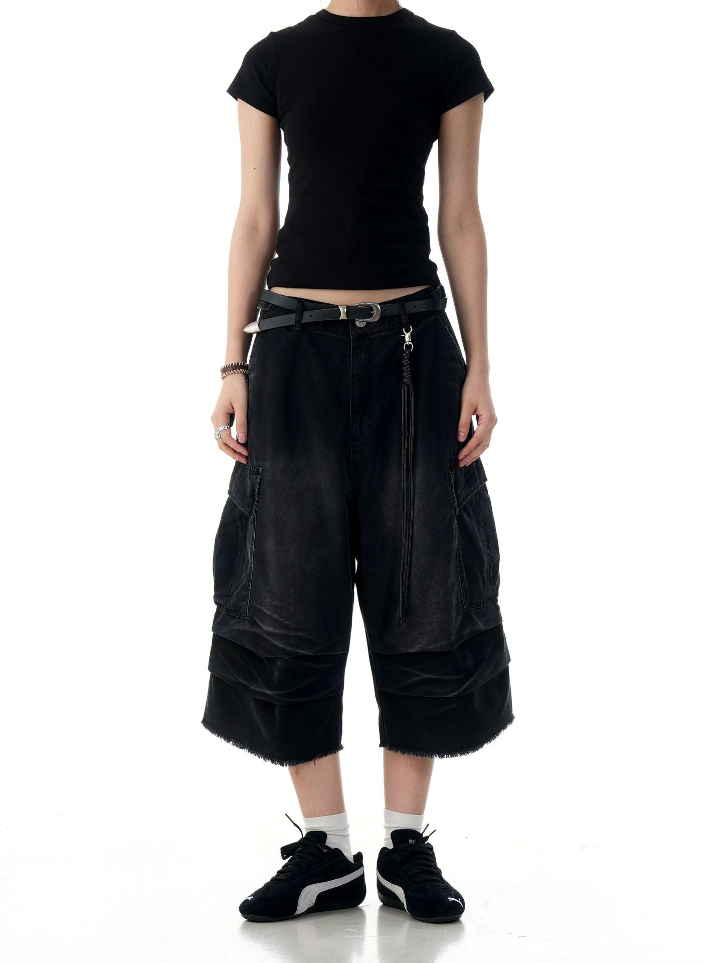 Omirad Washed Layer-Panel Cargo Shorts