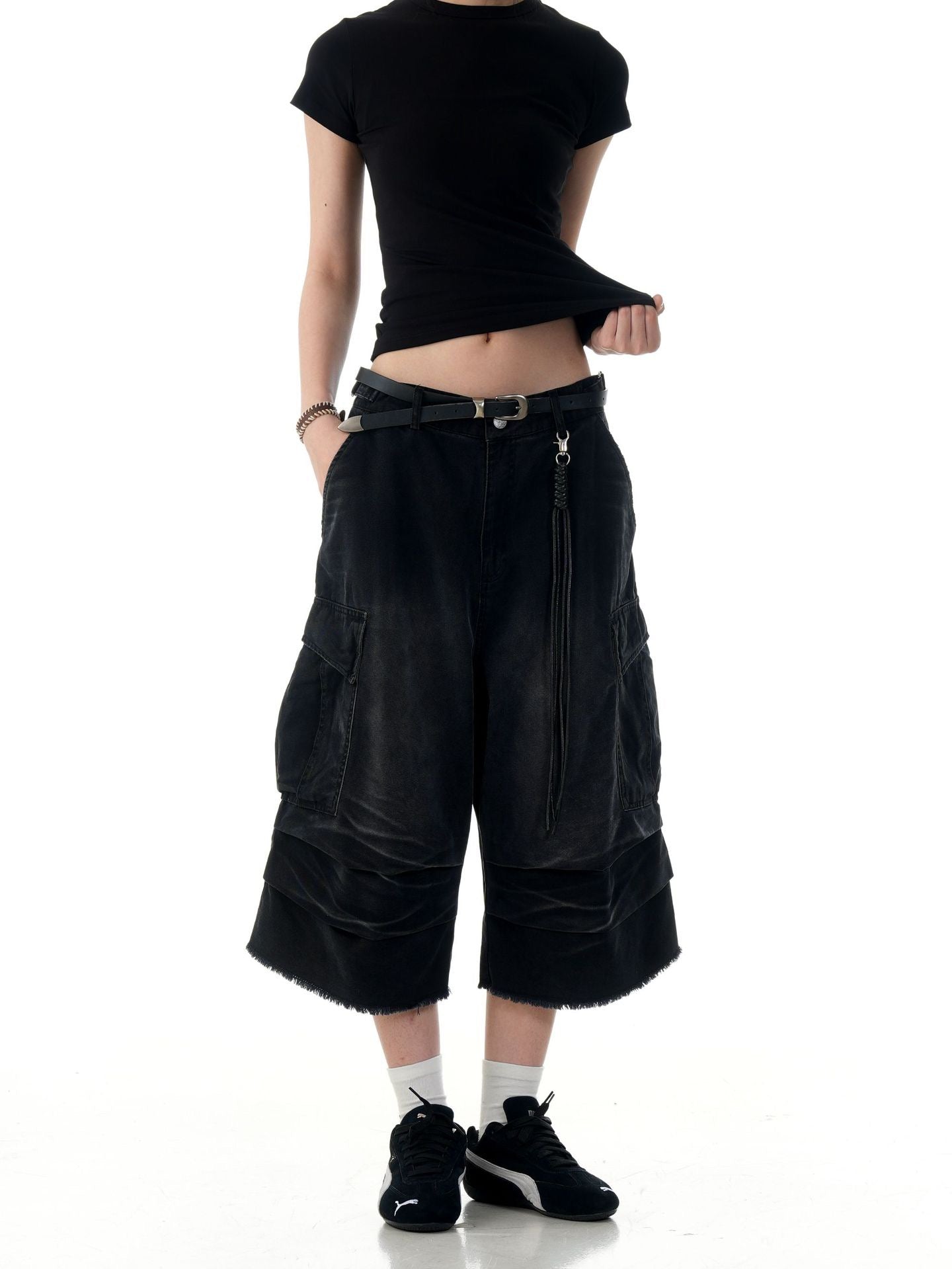 Omirad Washed Layer-Panel Cargo Shorts