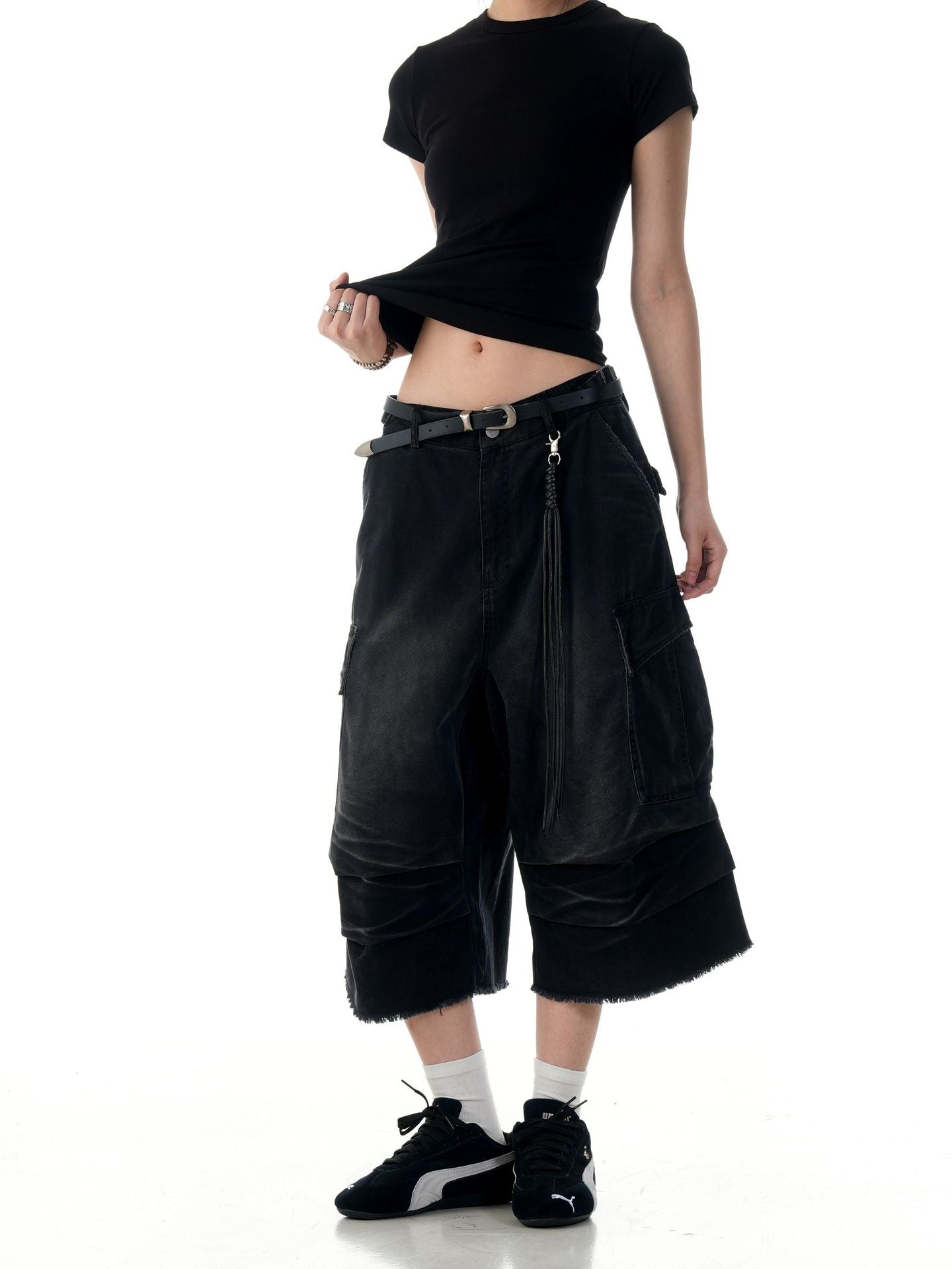 Omirad Washed Layer-Panel Cargo Shorts