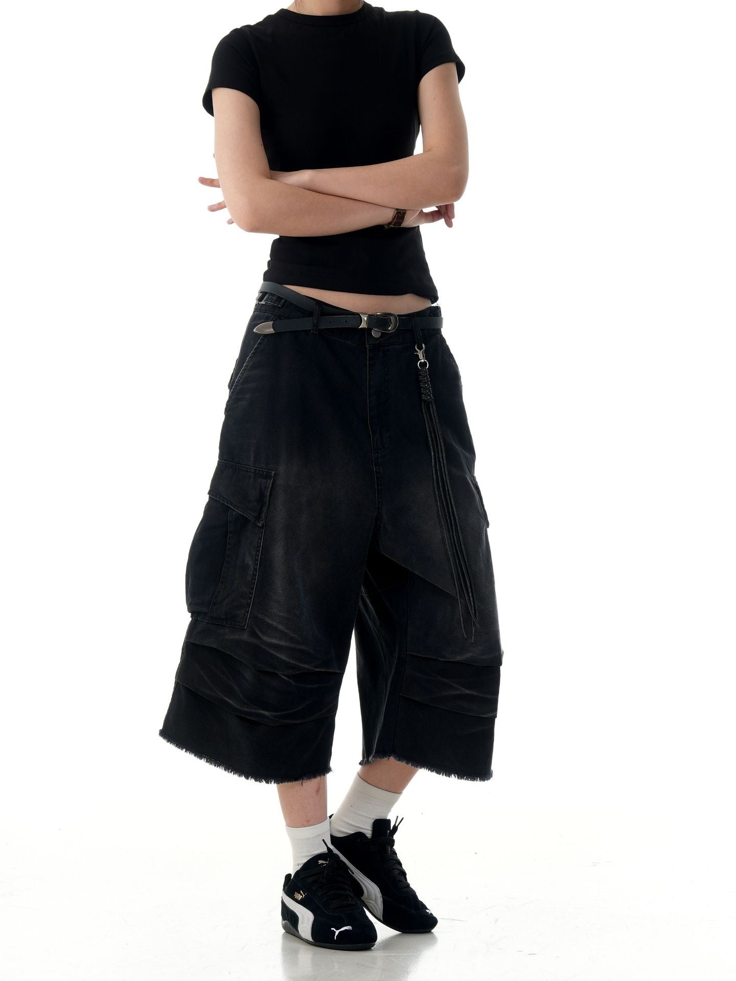 Omirad Washed Layer-Panel Cargo Shorts