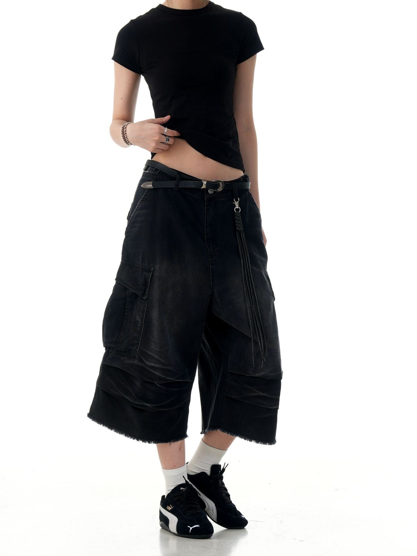 Omirad Washed Layer-Panel Cargo Shorts