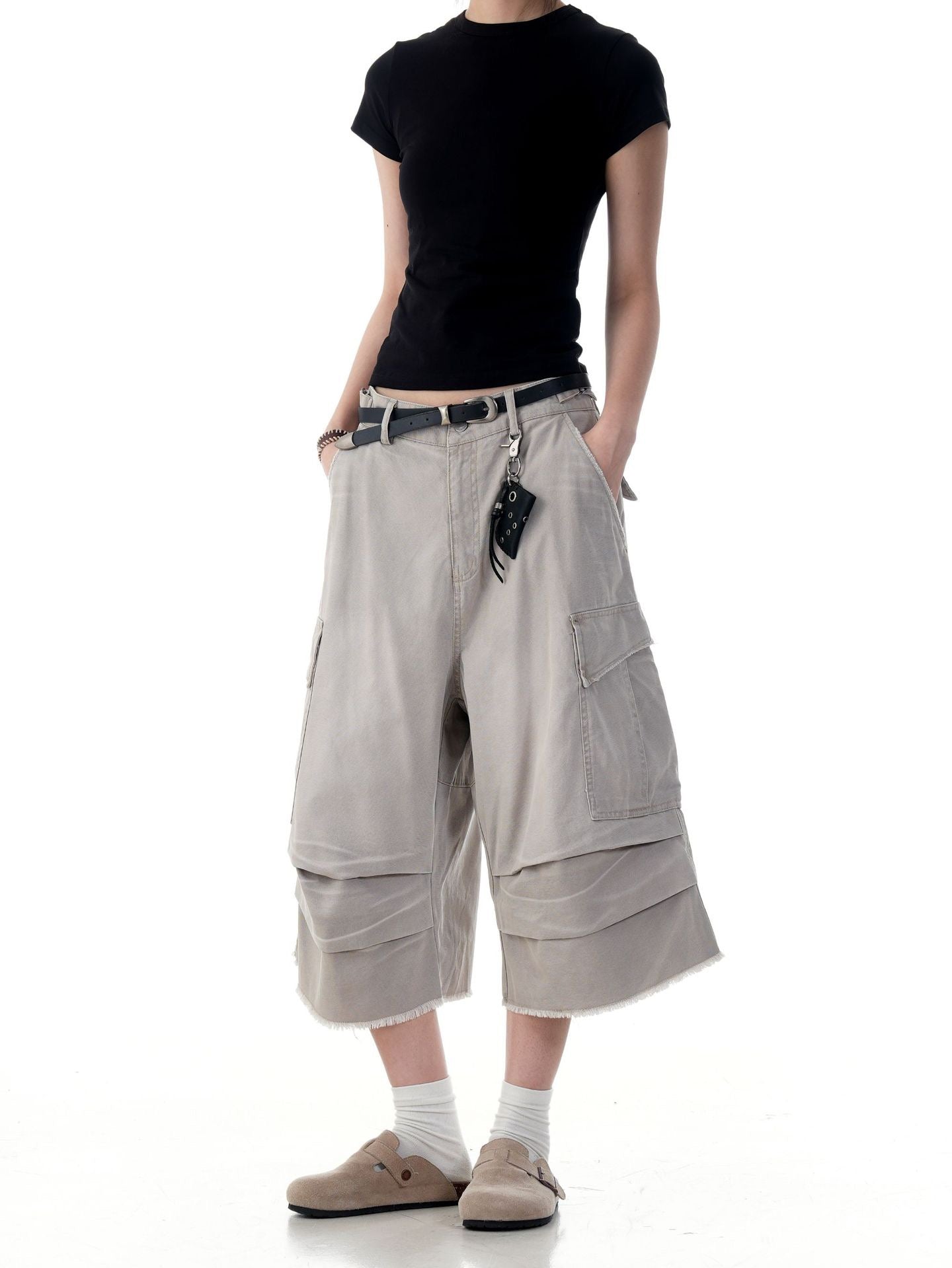 Omirad Washed Layer-Panel Cargo Shorts