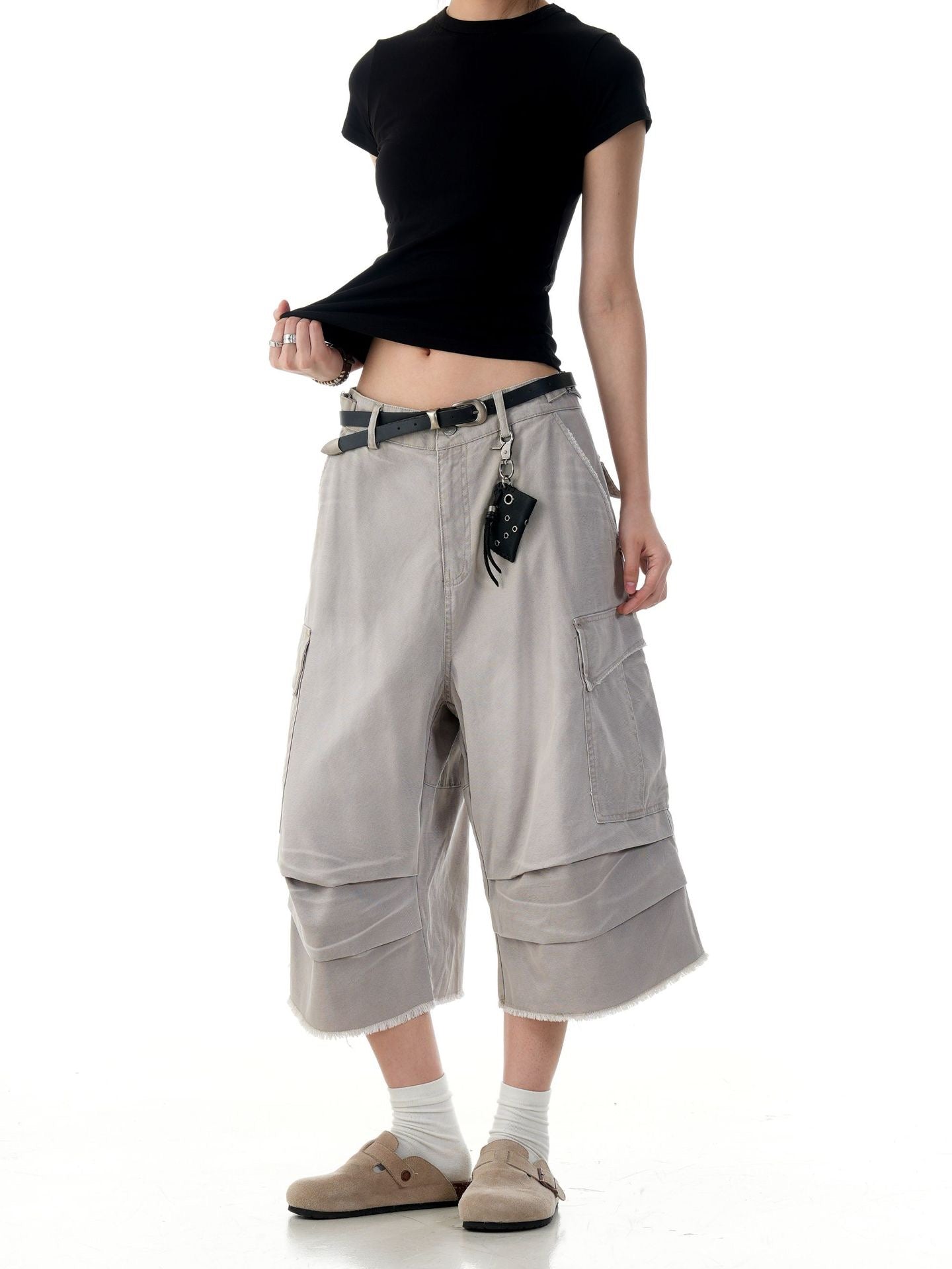 Omirad Washed Layer-Panel Cargo Shorts