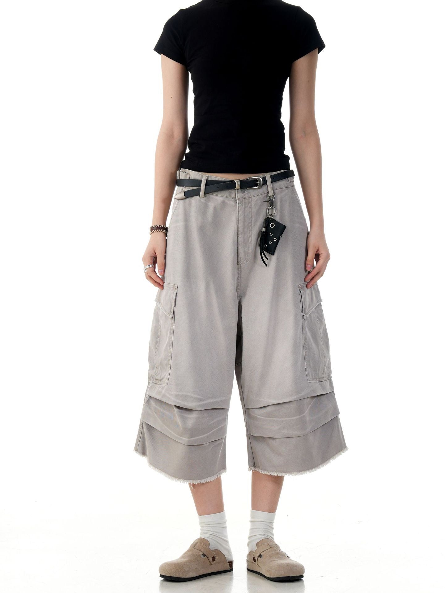 Omirad Washed Layer-Panel Cargo Shorts