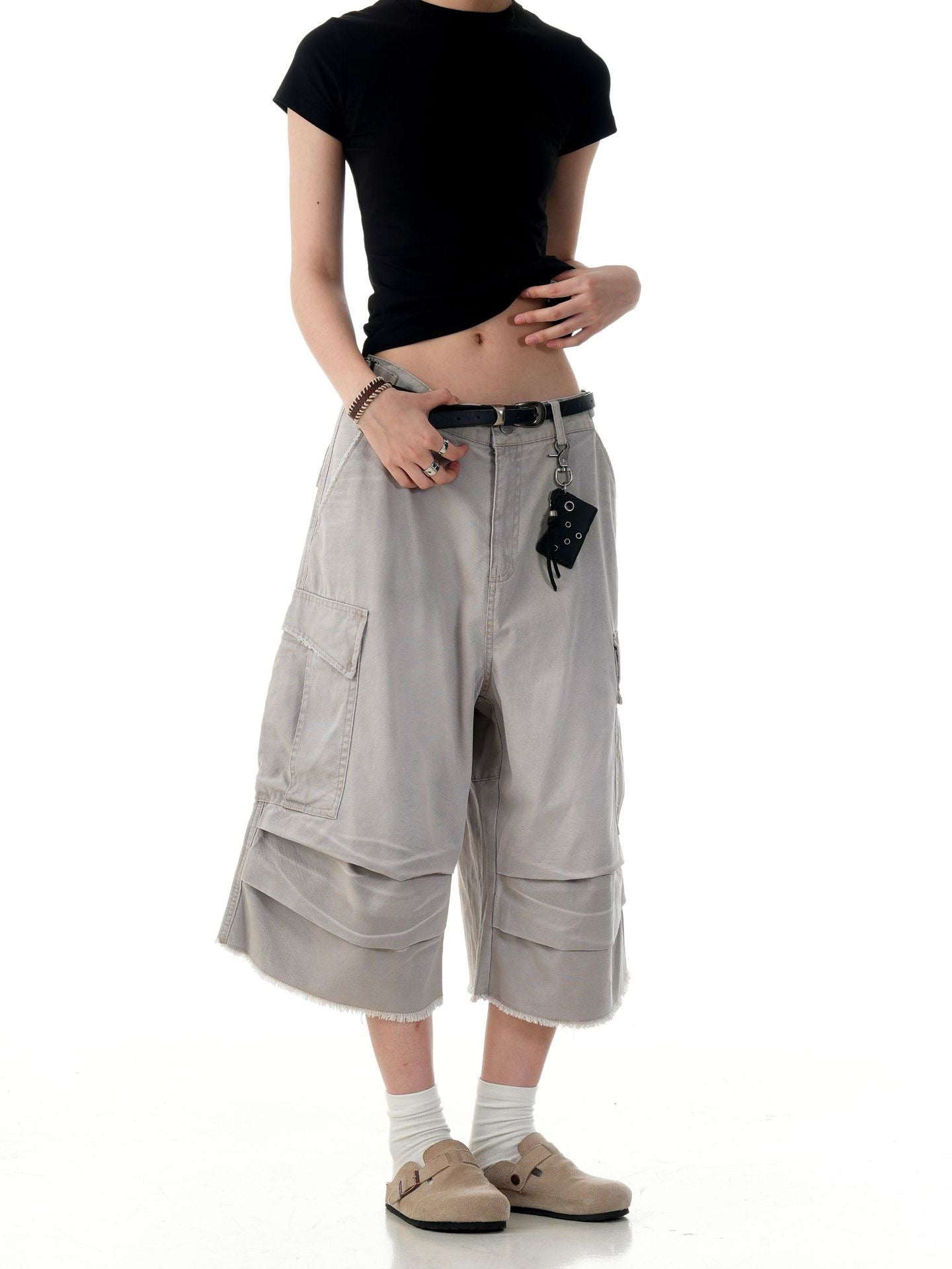 Omirad Washed Layer-Panel Cargo Shorts