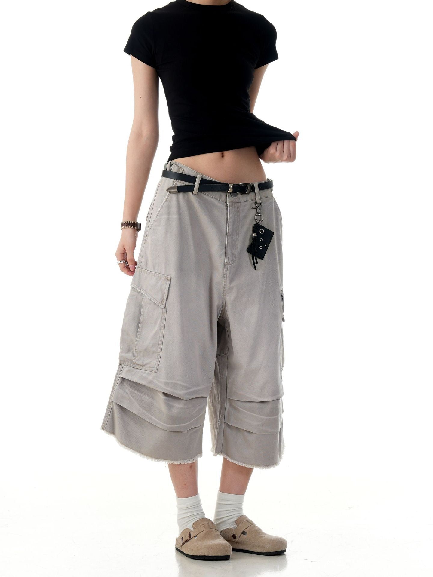 Omirad Washed Layer-Panel Cargo Shorts
