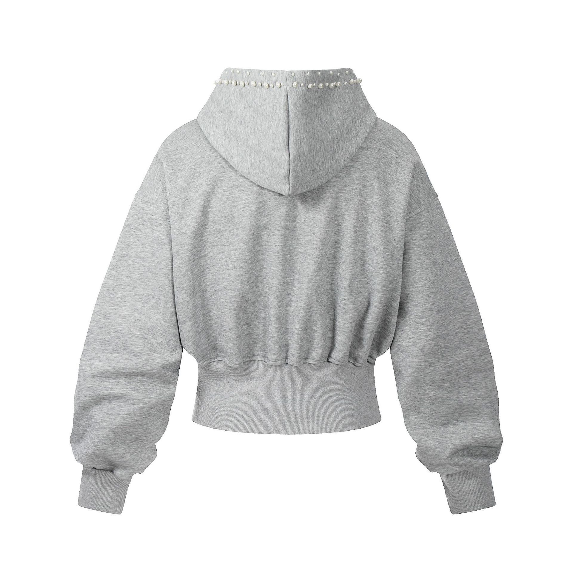 Omirad Pearl-Trim Cropped Hoodie