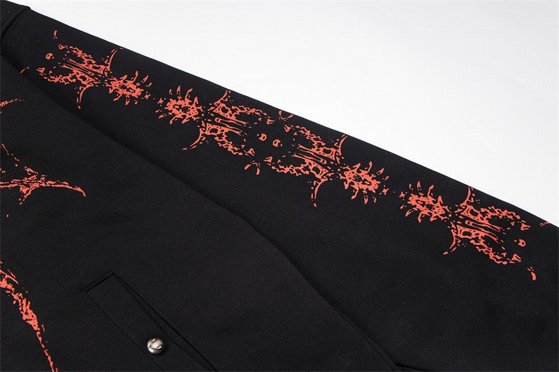 Omirad Gothic Dragon Graphic Zip-Up Hoodie