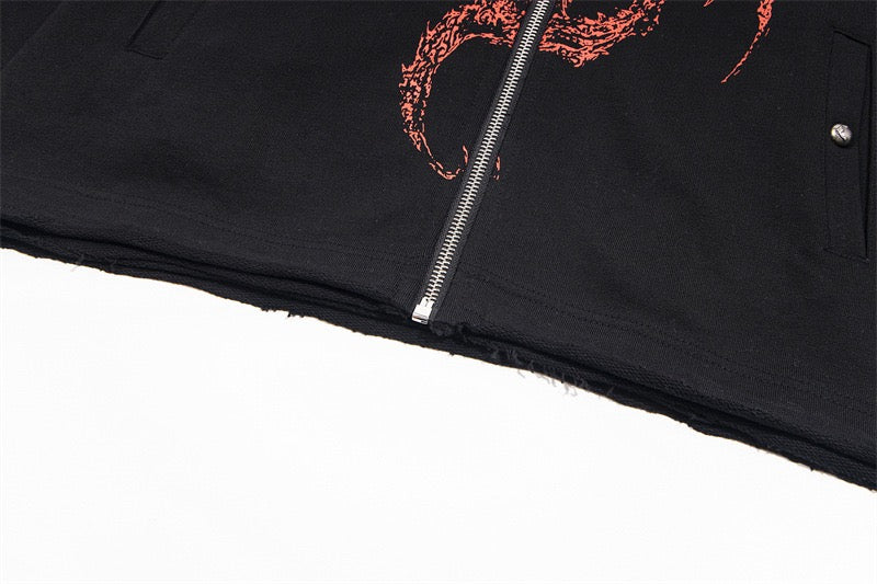 Omirad Gothic Dragon Graphic Zip-Up Hoodie